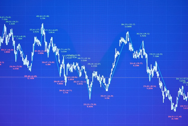 Wykres giełdowy na niebieskim tle