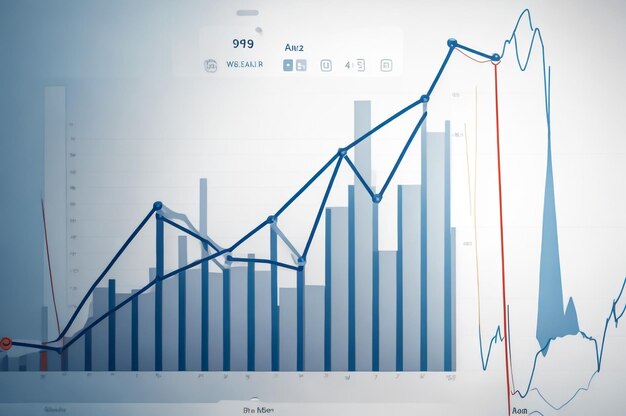 Zdjęcie wykres na rynku dane dotyczące zapasów informacji o inwestycjach na niebieskim tle sytuacja na rynku zagranicznym