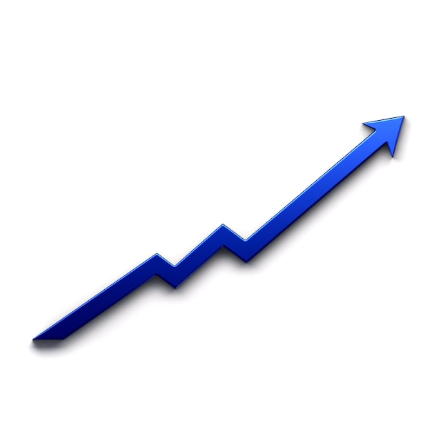 Zdjęcie wykres strzałka poprawy ikona kolor niebieski ilustracja renderowania 3d