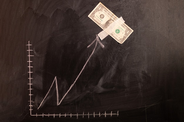 Zdjęcie wykres wzrostu dolara na tablicy