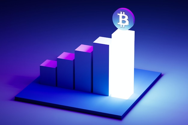 Wykres wzrostu symbolu Bitcoin Koncepcja wzrostu Bitcoin BTC