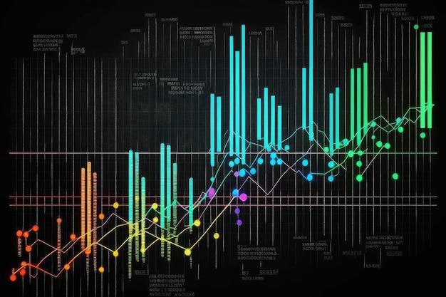 Wykres z wartościami i informacjami w postaci wykresu świecowego inwestycji na rynku finansowym