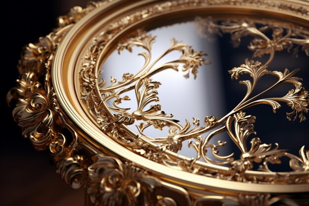 Wykwintny złoty filigran na lustrze w stylu renesansowym 00326 01