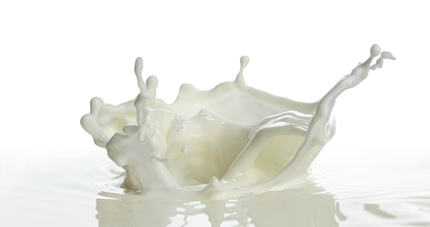 Wylewanie mleka splash na białym tle