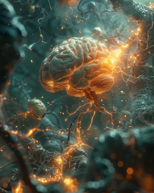Wymyślna wizualizacja neuronowej bitwy z chorobą Parkinsona