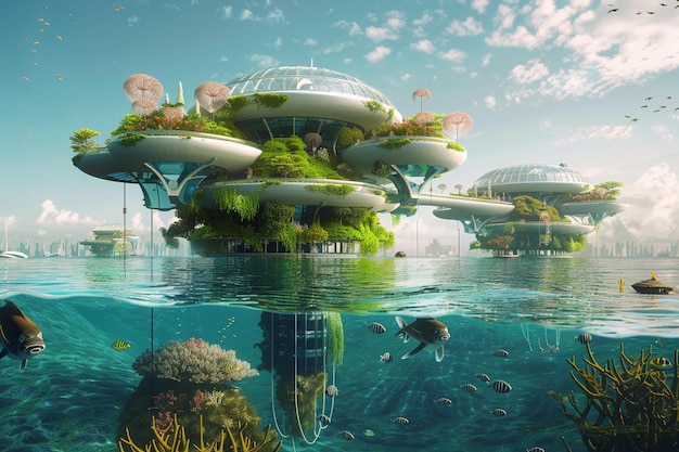Wyobraźcie sobie obraz pływającego ogrodu, miasta napędzanego generatywną sztuczną inteligencją.