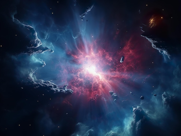 Wyobrażenie eksplozji Wielkiego Wybuchu, początku wszechświata