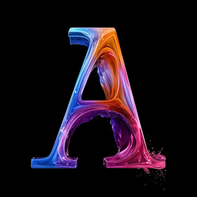 Zdjęcie wyodrębnienie litery alfabetu w 3d na czarnym tle
