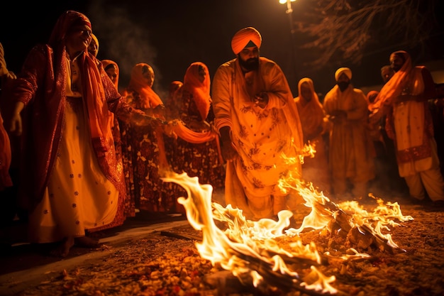 Wyodrębniona ilustracja tańca lohri wysokiej jakości