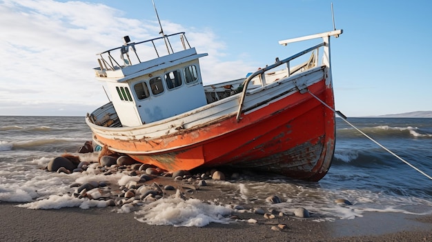 Wypadek łodzi rybackiej, która przewróciła się na morzu