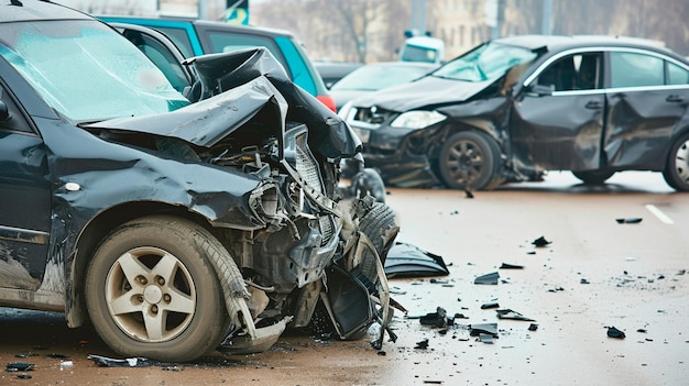 Zdjęcie wypadek samochodowy na drodze