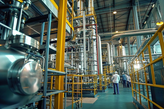 Wyposażenie specjalistyczne fabryki przetwórstwa chemicznego, takie jak reaktory, kolumny destylacyjne i magazyny