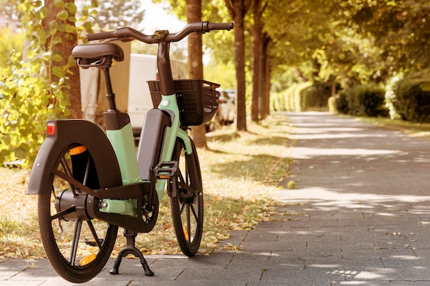 Wypożyczalnia Rowerów Elektrycznych W Street Park. Usługa Udostępniania Rowerów Elektrycznych. Rower Elektryczny W Przestrzeni Miejskiej