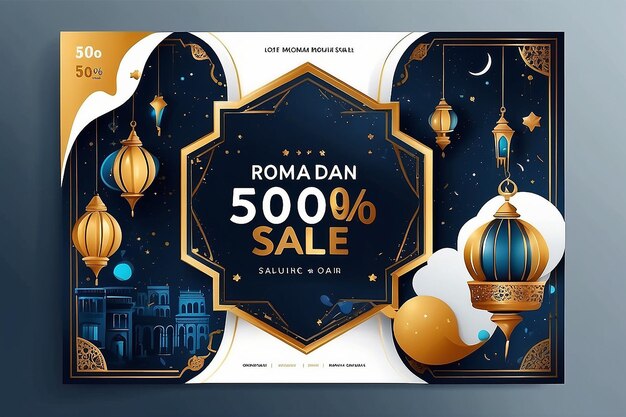 Zdjęcie wyprzedaż ramadanu w mediach społecznościowych post romadan sprzedaż do 50 off szablon mediów społecznościowych