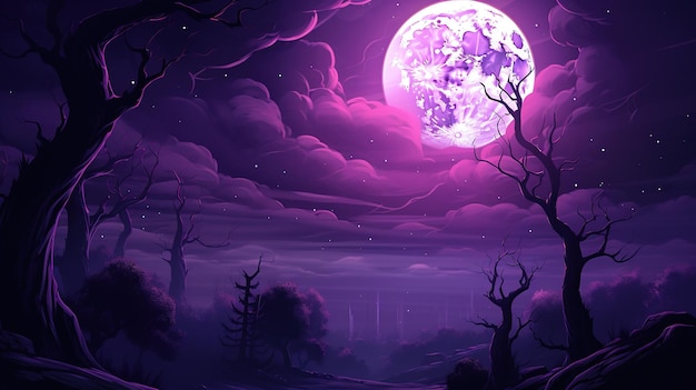 Wyprzedaż tła Halloween Wielki księżyc fioletowy
