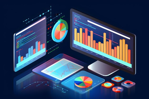 wyrafinowany dashboard Business Intelligence reprezentujący interfejs doświadczenia klienta w nowoczesnym