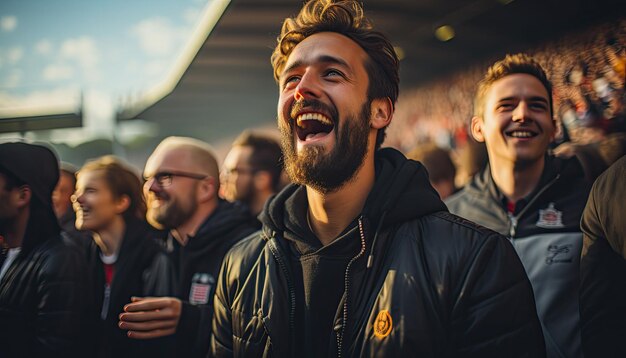Zdjęcie wyraz twarzy podczas cheering na ważnych meczach piłkarskich