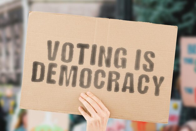 Wyrażenie „Głosowanie to demokracja” na sztandarze Prezydent Wybory Rząd elekt
