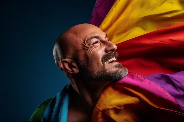 Wyraziste zdjęcie dumy geja z tęczową flagą Tapeta w tle miesiąca dumy