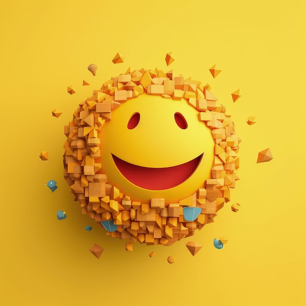 Wyraźne cięcia papieru minimalistyczne 3D ilustracje rzemieślnicze z okazji Światowego Dnia Emoji