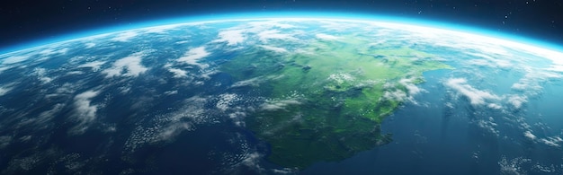 Wyraźny widok planety Ziemia z kosmosu z wyspiarskim morzem i atmosferą