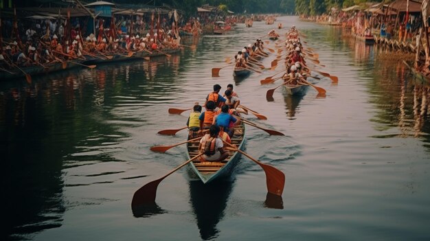 Wyścig łodzi Onam Szczęśliwy festiwal Onam Onam Generative ai