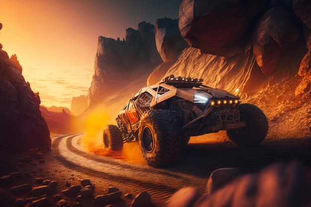 Wyścigi pojazdów terenowych na pustyni Generative AI
