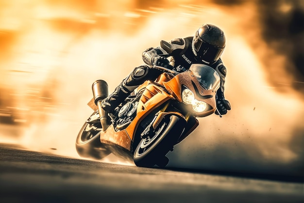 Wyścigi Sport ekstremalny Motocykl sportowy na torze wyścigowym Generative Ai