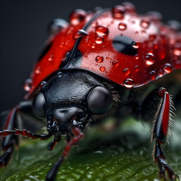 Wysoka szczegółowa fotografia makro biedronki