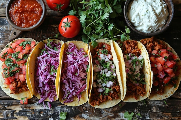 Wysoki kąt pyszne tacos aranżacja