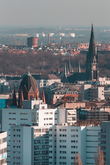 Wysoki kąt widoku budynków w mieście