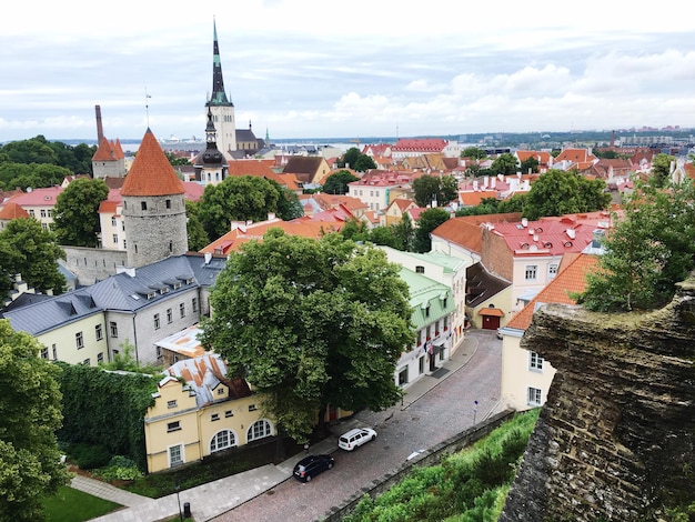 Wysoki kąt widoku starego miasta