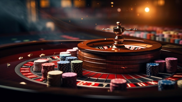 Wysoki kontrast obrazu kasynowej ruletki w ruchu Generative AI