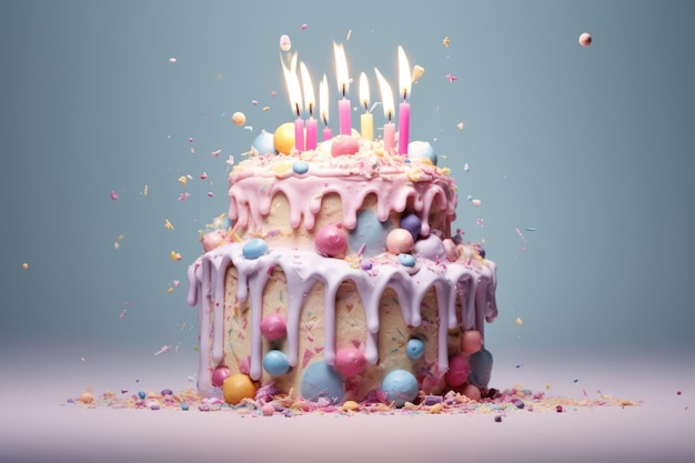 Wysoki tort urodzinowy wygenerowany przez sztuczną inteligencję