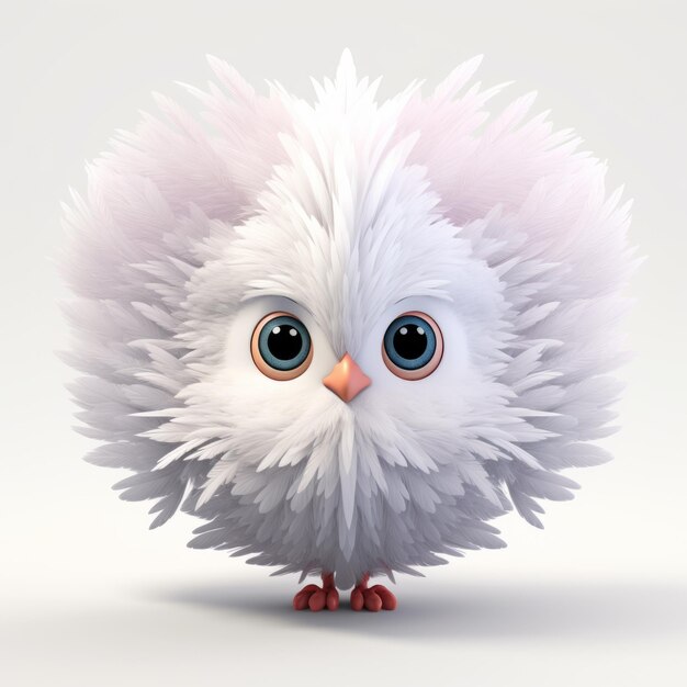 Wysokiej jakości ilustracja 4x4 White Chibi Bird Character