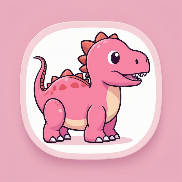 Zdjęcie wysokiej jakości minimalistyczna ilustracja różowego dinozaura