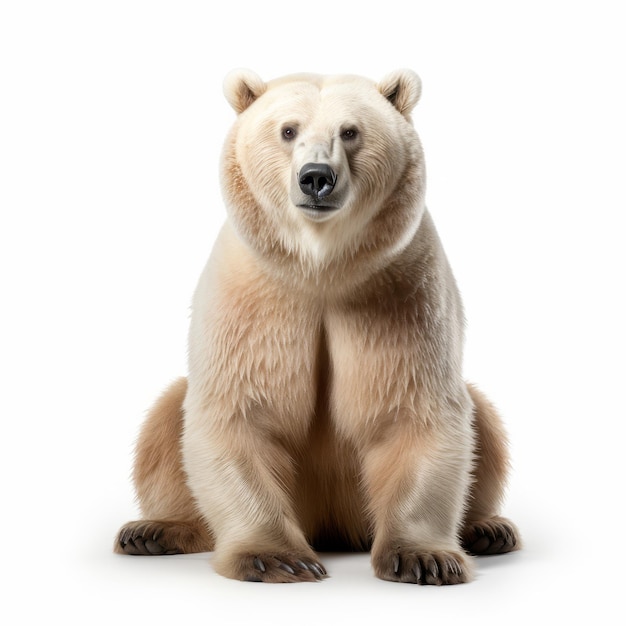Wysokiej jakości niedźwiedź polarny na białym tle obrazu UHD