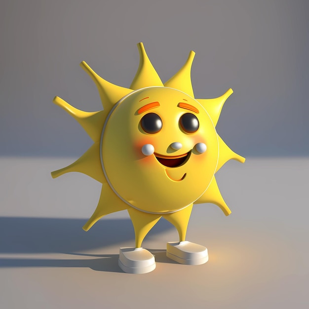 Wysokiej jakości renderowanie 3D generatywnej sztucznej inteligencji Słońca z kreskówek