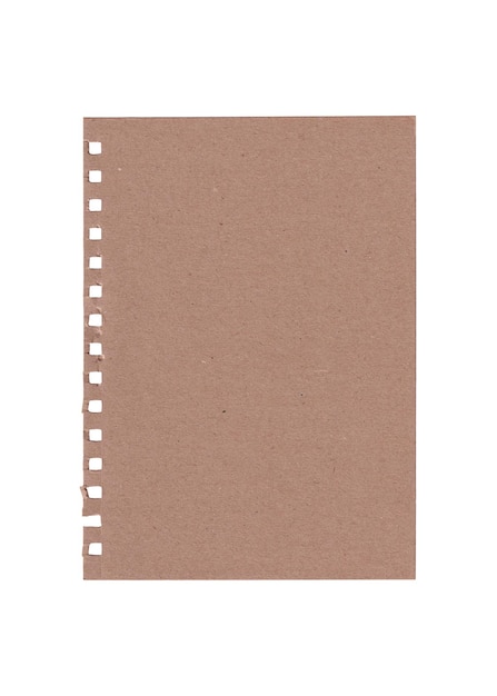 wysokiej rozdzielczości brązowy arkusz papieru wyrwany z notatnika spirali na białym tle