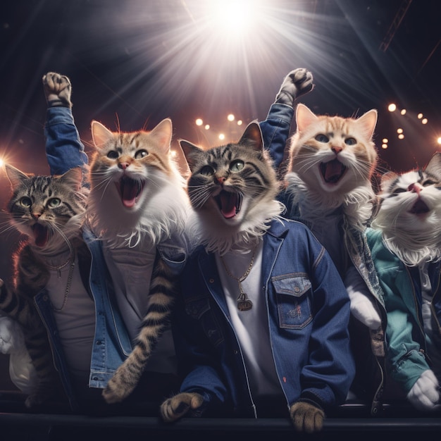 Wysokiej rozdzielczości ultra szczegółowe zdjęcia realistycznych grup kotów Ai generowane sztuki