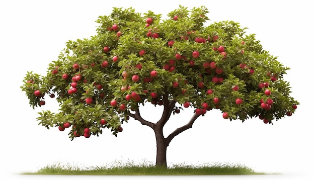 Zdjęcie wysokość drzewa jabłkowego widok boczny odizolowany