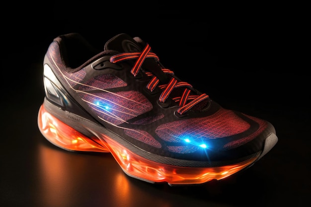 Wysokotechnologiczne buty do biegania z wbudowanymi czujnikami stworzonymi za pomocą sztucznej inteligencji generatywnej