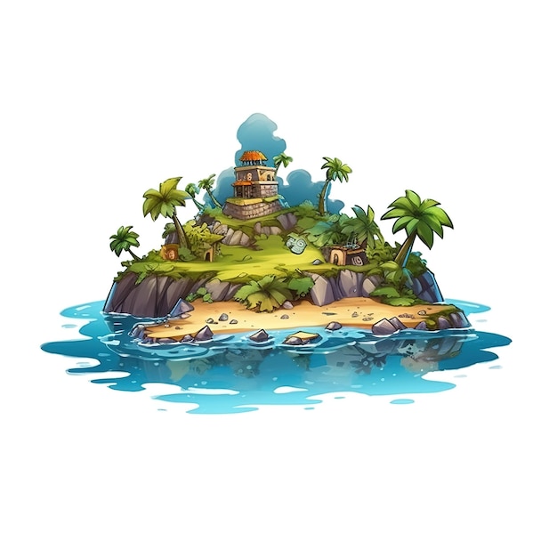 Zdjęcie wyspa malowana ilustracje clip art zestaw