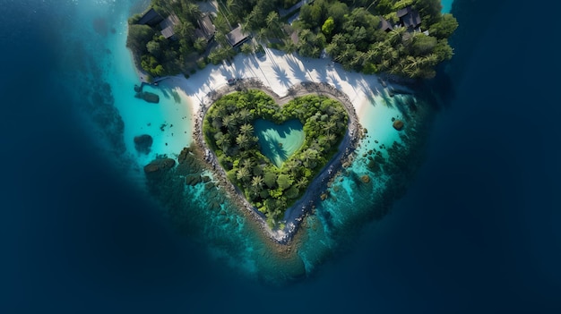 Wyspa Serca Tropikalna Wyspa Doskonałe wakacje Miłość w Oceanie