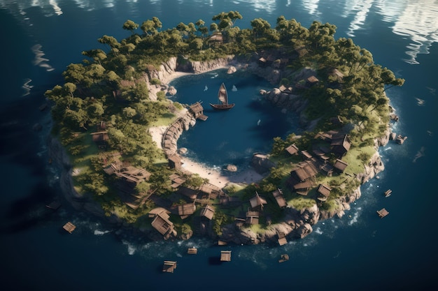 Wyspa z małą wyspą z małą Wyspą i latarnią morską na niej.