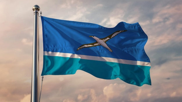 Wyspy Midway machają flagą na chmurowym niebie