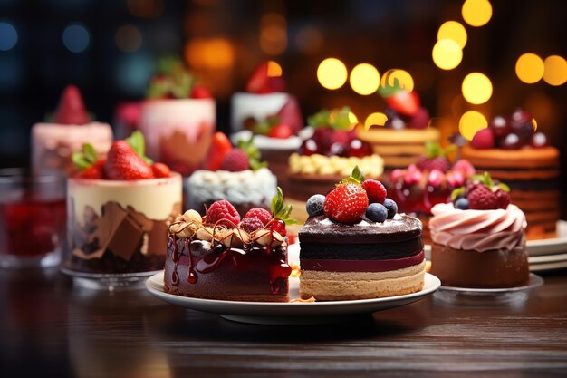 Wystawa deserów dla smakoszy z różnorodnymi ciastami