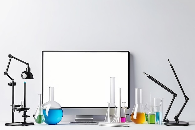 Zdjęcie wystawa science laboratory equipment mockup blank white space design