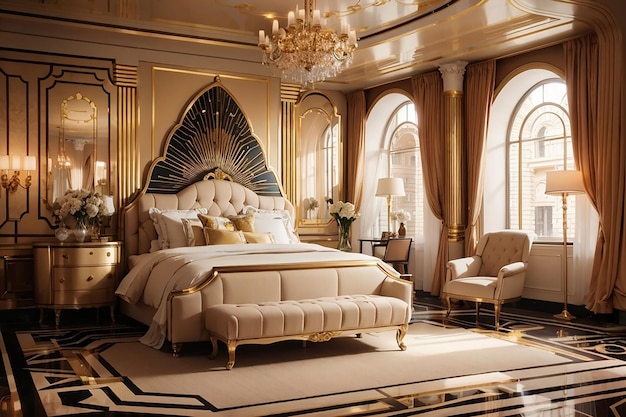 Wystrój sypialni w stylu Art Deco Ryczący bogactwo lat 20