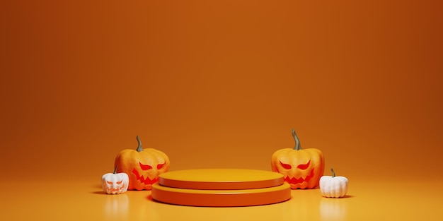 Wyświetlacz Podium Produktu Z Koncepcją Halloween Na Renderowaniu 3d